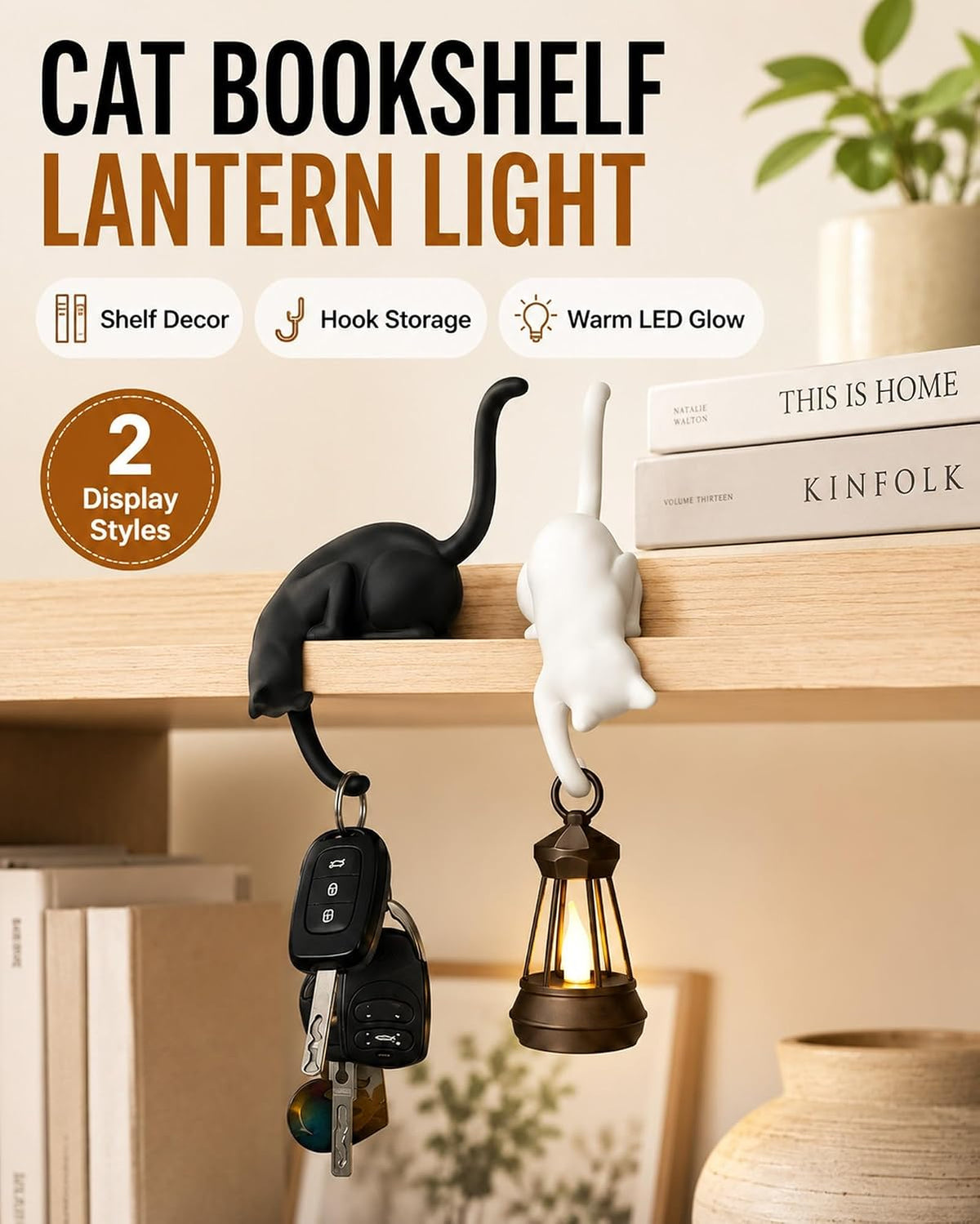 Hanging Cat Hook Lantern Light